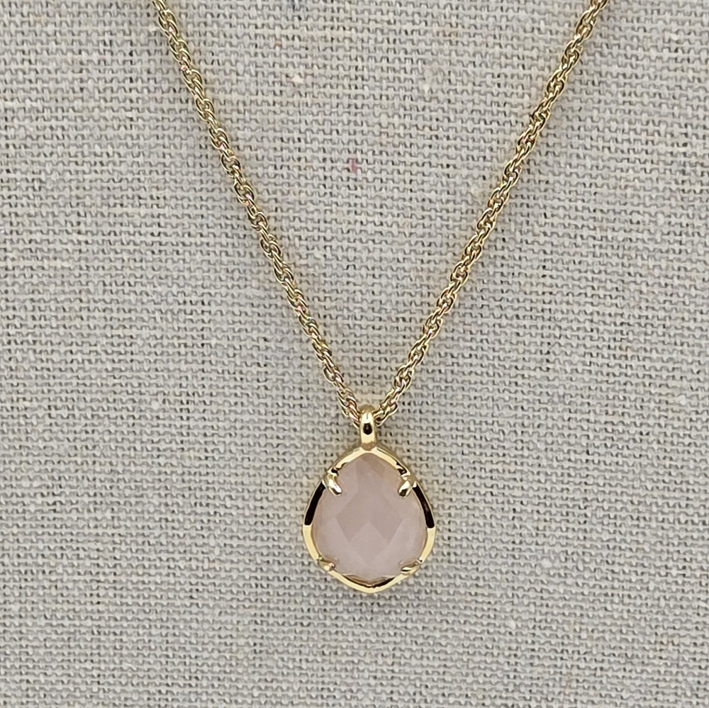 KENDRA SCOTT Rose Quartz Pendant 14k Gold Over Brass Necklace